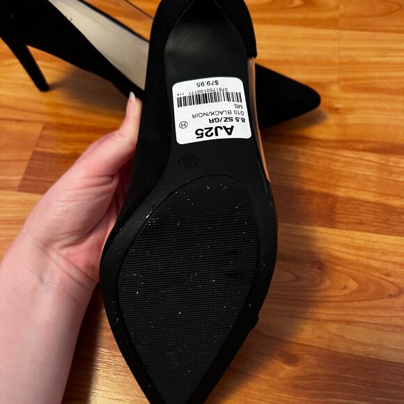 LE CHATEAU Black Suede Clear Side High Heel Pointed Toe Stilettos - Size 8.5 - Picture 8 of 12